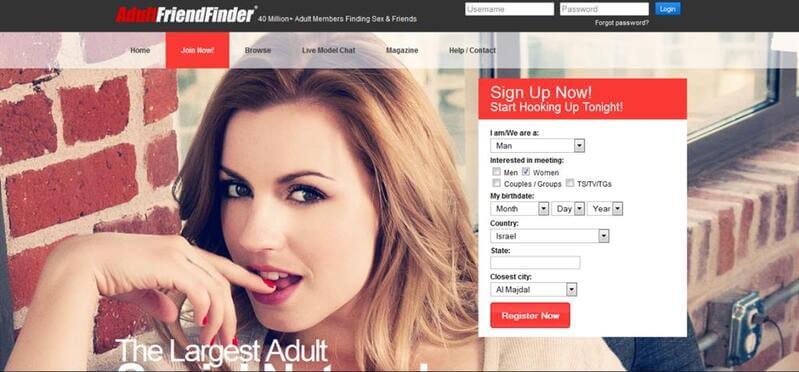 AdultFriendFinder's registration form